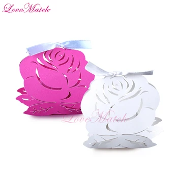 

50pcs Laser Cut Rose Design Candy Box Wedding Party Gift Chocolate Box Wedding Party Supplies and Gift Party Decoration Marriage