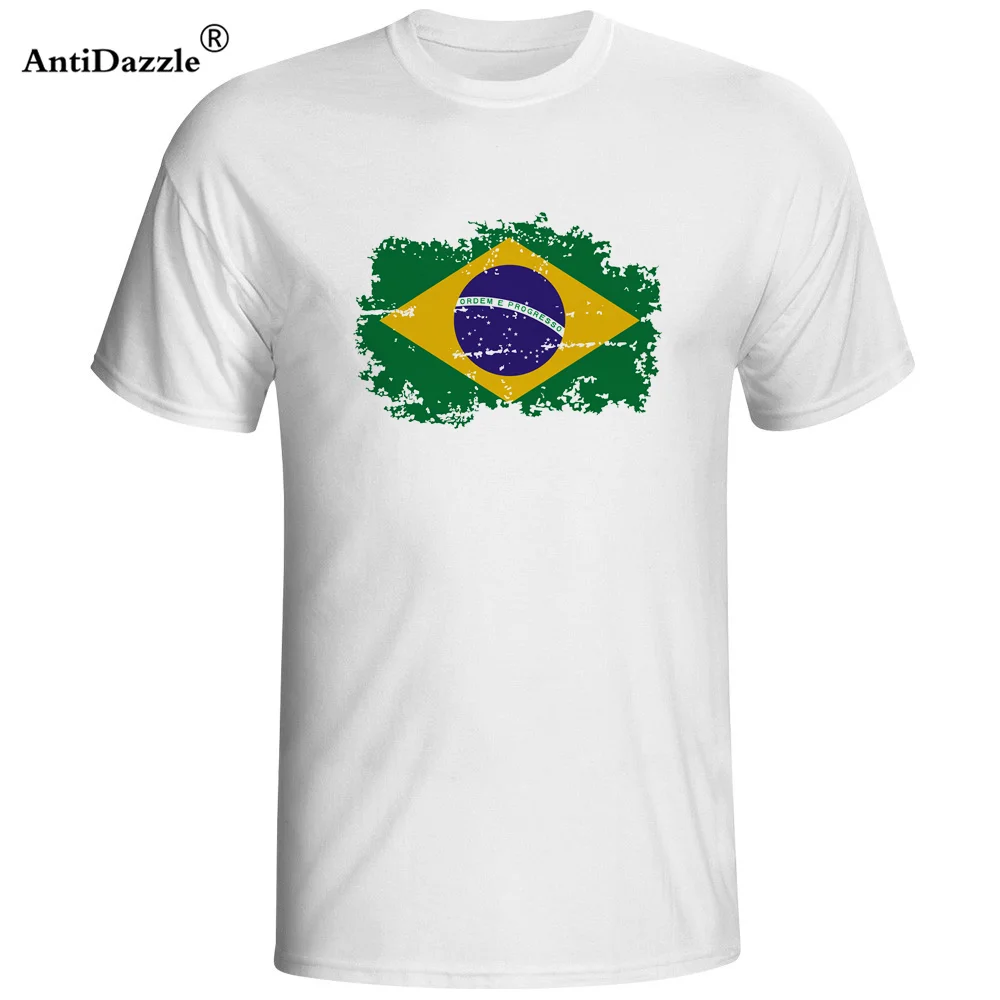 Antidazzle New Tops Summer Brazil Flag Fans Men T shirts Cotton
