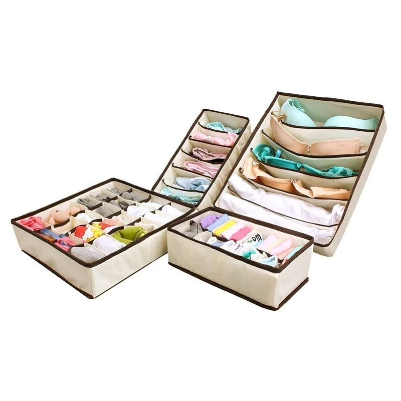 ASFULL 4 piezas almacenamiento cajas para corbatas calcetines pantalones cortos sostén divisor cajón Lidded Closet Organizador Ropa Interior Organizador ASFULL 4 piezas almacenamiento cajas para corbatas calcetines pantalones cortos sostén divisor cajón Lidded Closet Organizador Ropa Interior Organizador