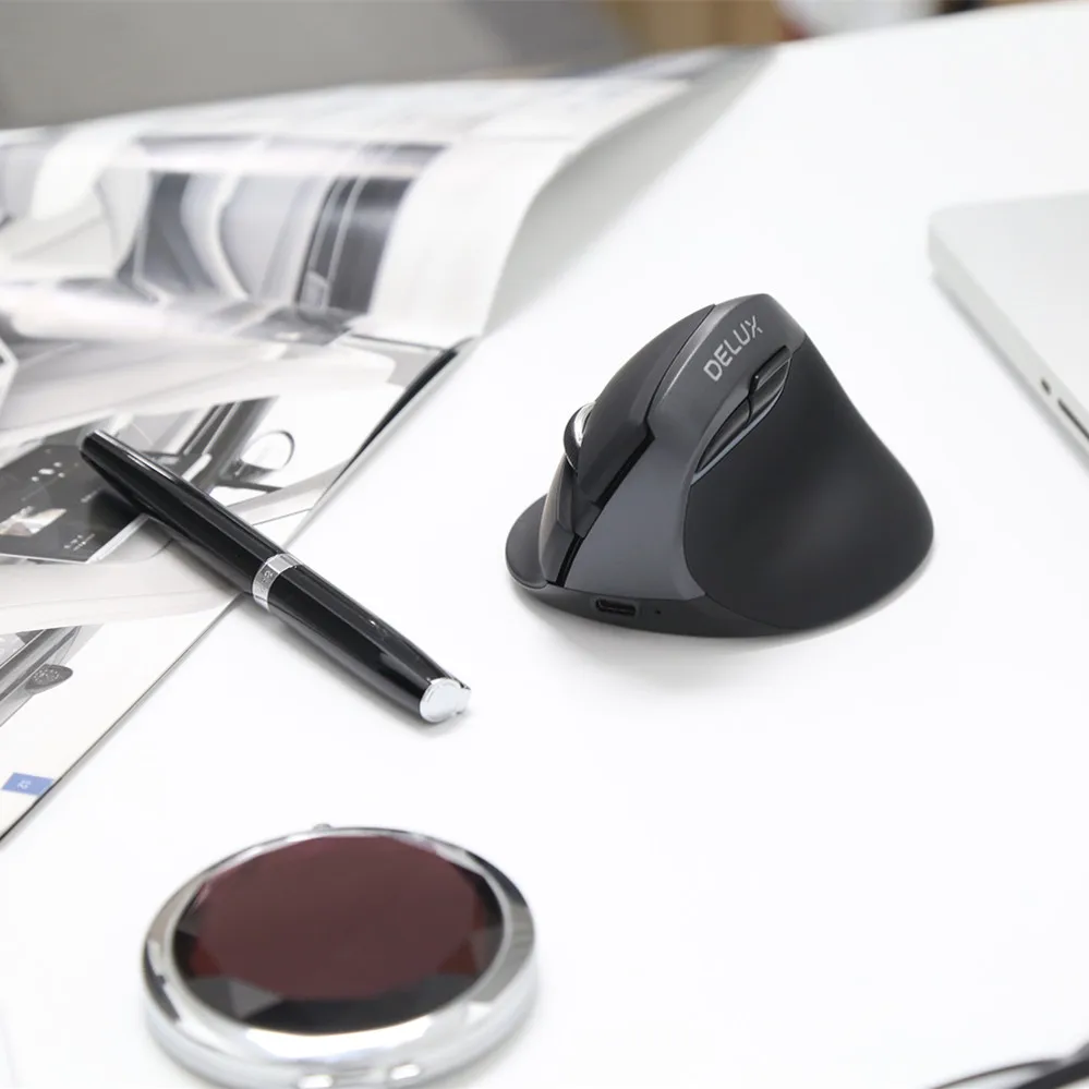 Mini Mouse Ergonômico para Jogos Mouse Vertical sem Fio Bluetooth 2.4ghz Rgb Recarregável Mouse Silencioso para Escritório Delux-m618 - Imagem 3