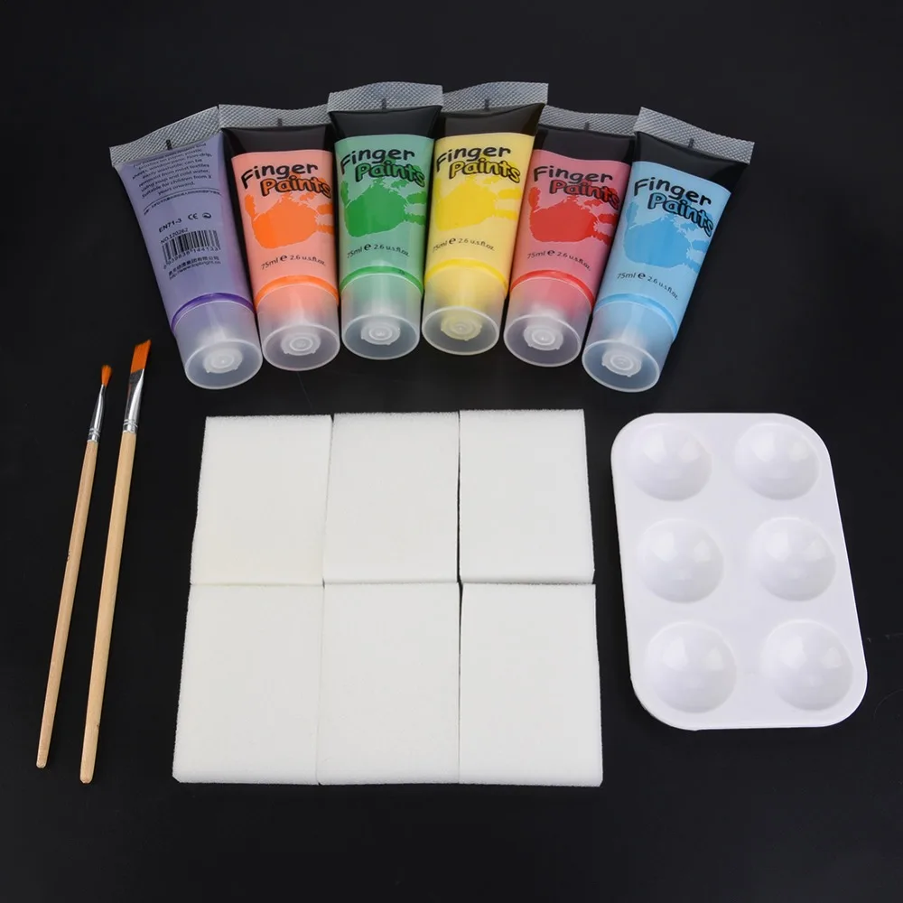 

Drawing Toys Washable Painting Pigment Washable 6 Color Finger Paint Painting Tools Bitter Taste To Prevent Child Eating