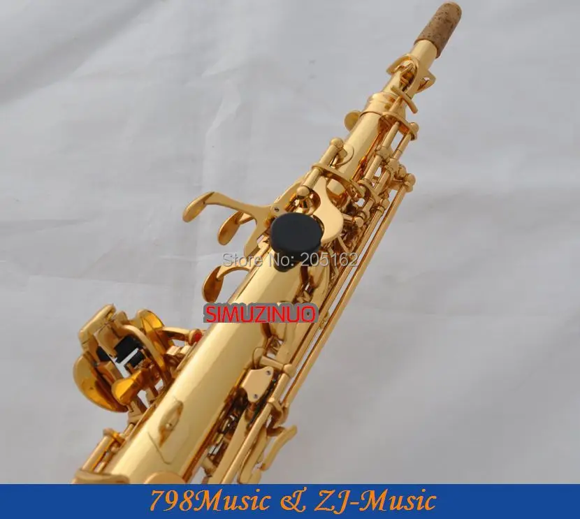 Золотой лак Сопрано-саксофон Bb key to High F key и G Key-2 шеи
