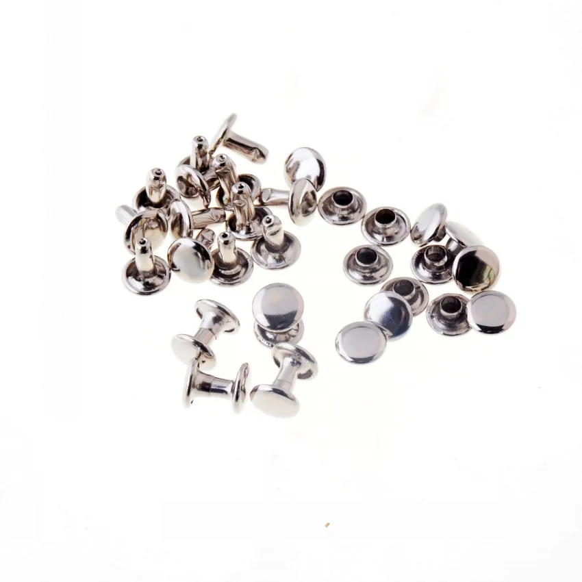 

50 Sets 8x8x9mm Round Double Rivet Stud Collision Nail Spike Bag Belt Garment Bracelet Metal For DIY Leathercraft Shoes