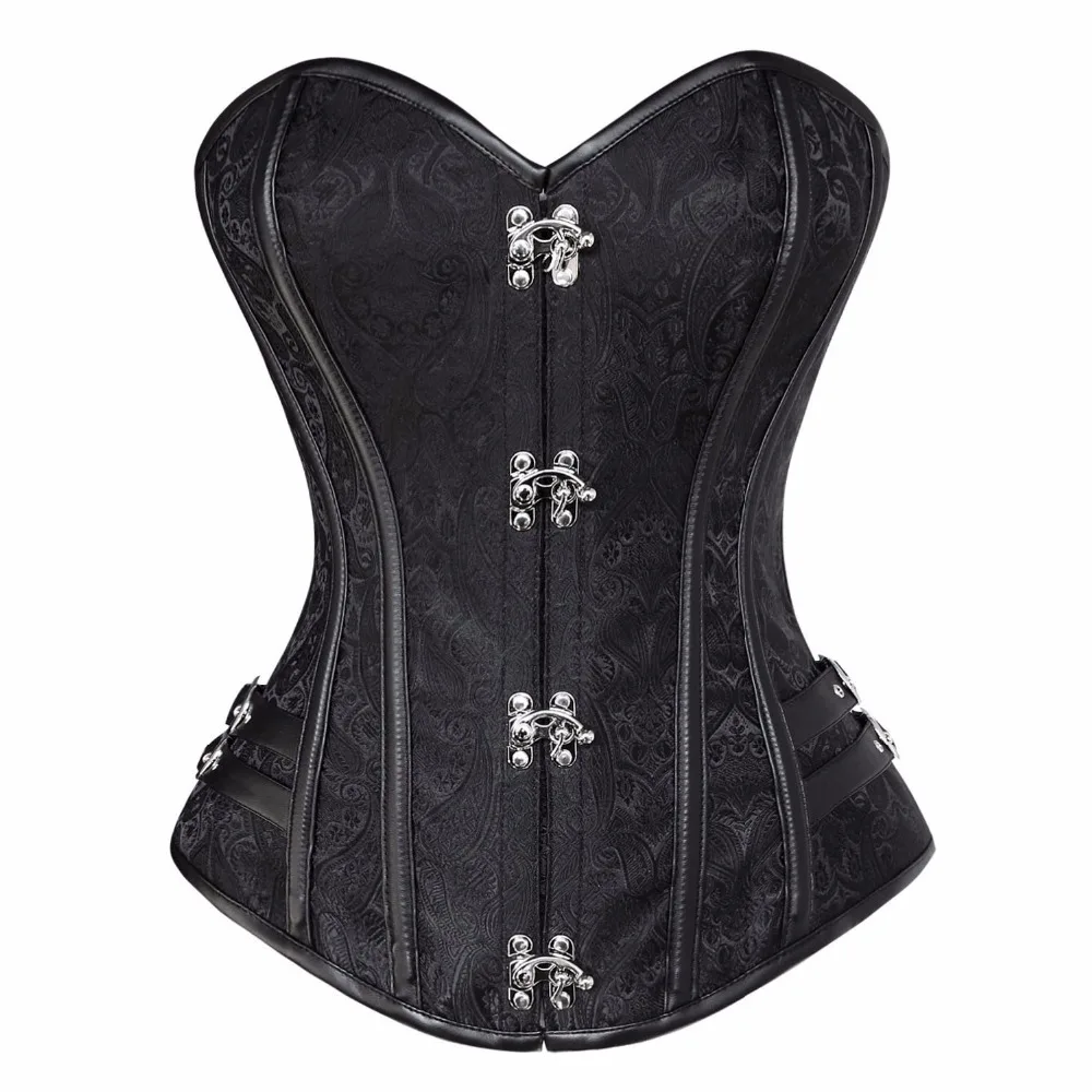 Gothic Steampunk Corset Jacquard Spiral Steel Boned Lingerie Overbust Lingerie Waist Bustier Corset Women Plus Size S-6XL Corset (1)