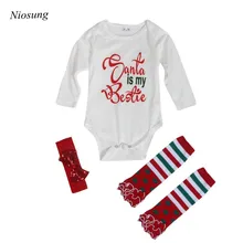 Niosung 3Pcs Christmas Newborn Baby Girl Clothes Romper Leg Warmer Bodysuit Outfits Gift