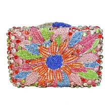 LaiSC Flower Bag Women Luxury Diamond Evening Bag Ladies Purse Pochette Crystal Day Clutches Bling Party Bag Chain HandBag SC264