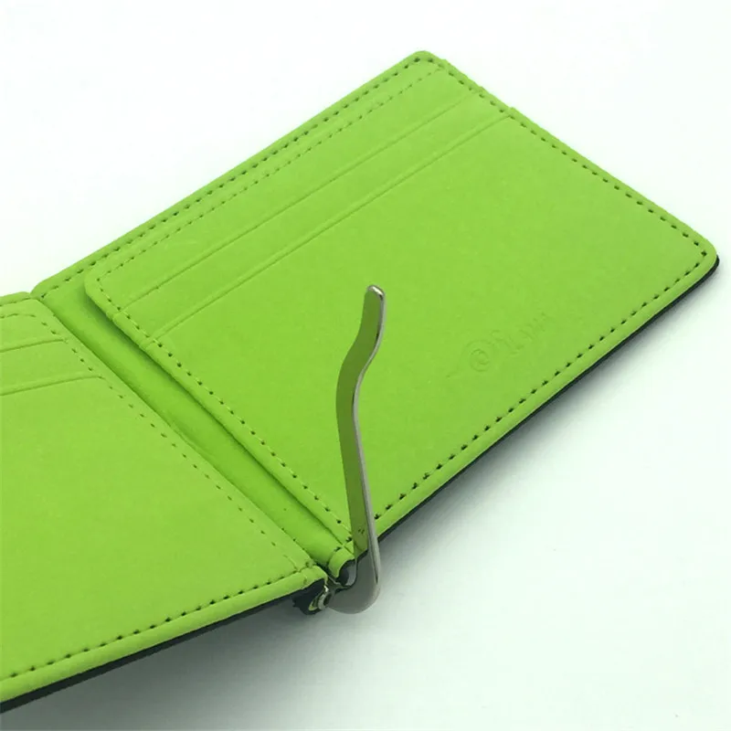 Money Clip Wallets Leather For Men Women Solid Metal Clamp Cash Holder Slim Purse Billfold Credit Card Case credit card holder id card holder synthetic leather wallet metal money clip