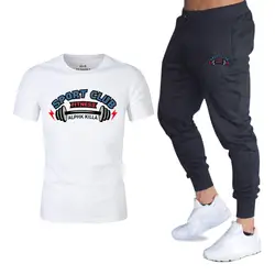 Качество Для мужчин наборы футболки + Штаны Для мужчин брендовая одежда два Костюм из нескольких предметов спортивный костюм модная