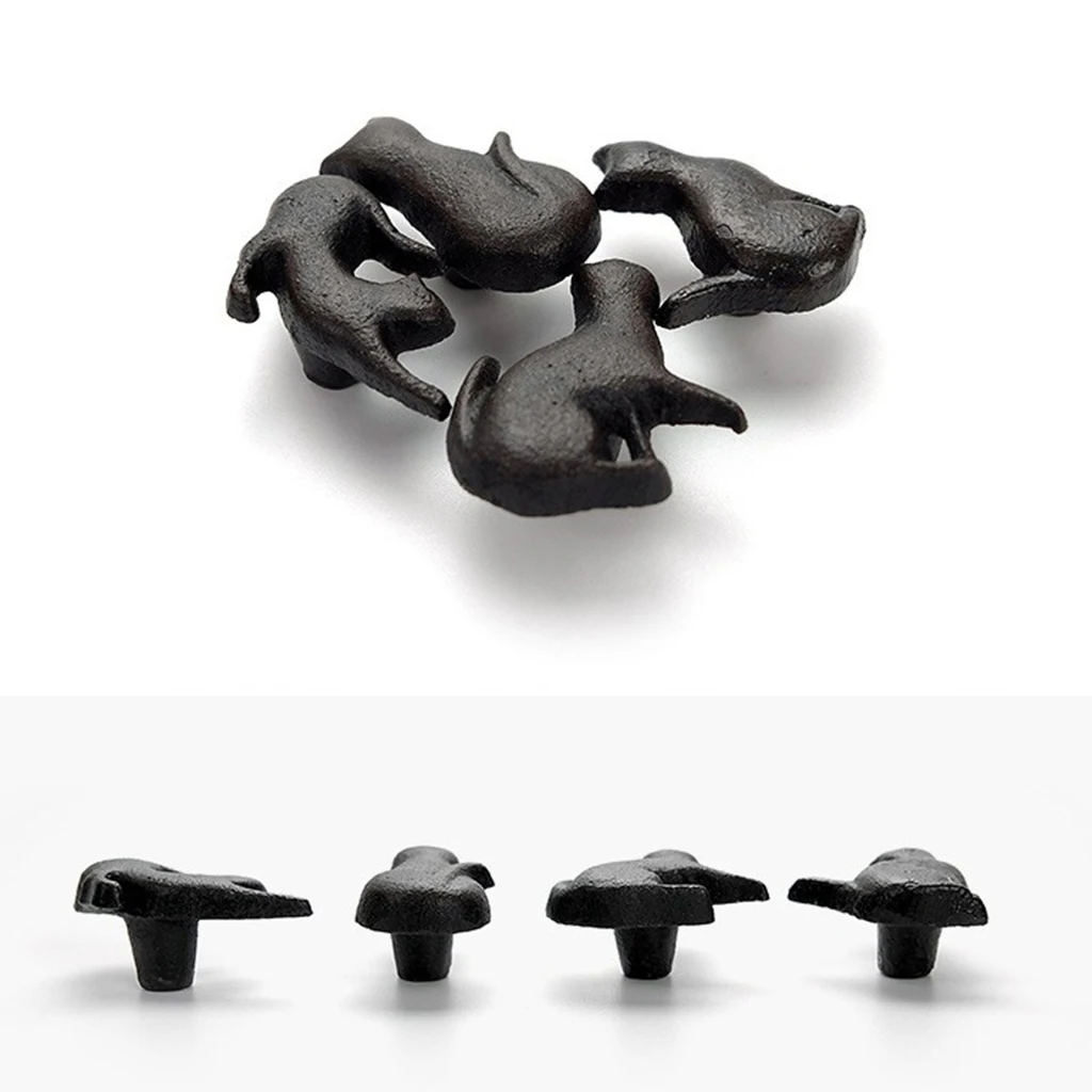 Cast Iron Matt Black Cat Shaped Cupboard Drawer Knob Kitchen Cabinet Door Pull Knobs with Screws