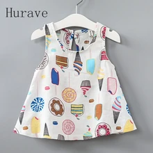 Hurave платья для маленьких девочек с принтом мороженого, детское платье без рукавов, Menina, платье принцессы, летняя одежда для девочек, Vestidos