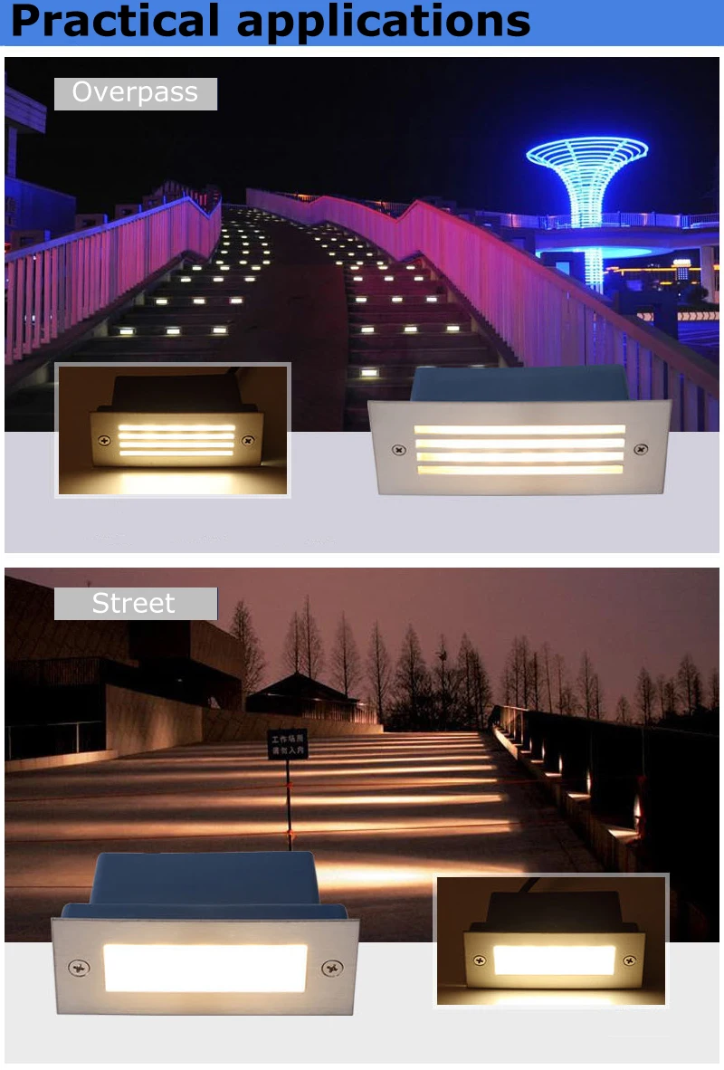 Rectangular LED underground light embedded indoor outdoor waterproof for Corridor Corner Step Stairs lighting (13)