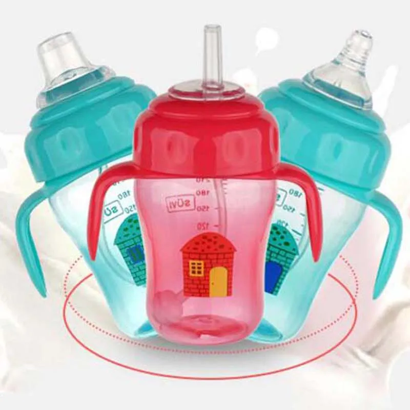 

3 in1 Cute Baby Cup Kids Children Learn Feeding Drinking Water Straw Handle Bottle Mamadeira Sippy Training Cup Baby Feeding Cup