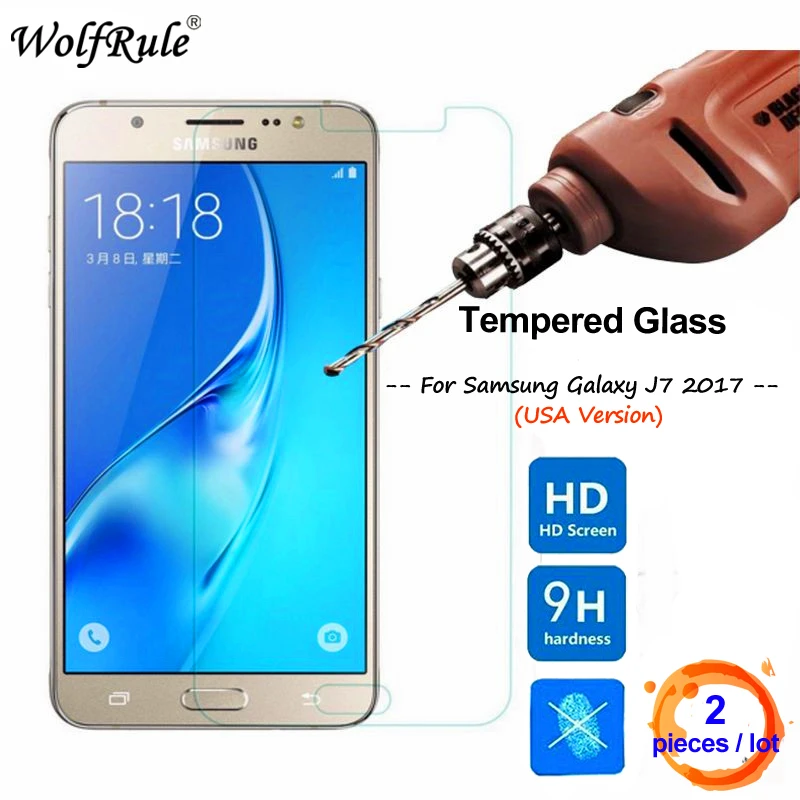 WolfRule 2 шт для Samsung Galaxy J7 2017 защита экрана закаленное стекло защитная пленка J727 |