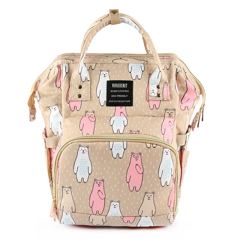 Модный подгузник для беременных, большая сумка для кормления, рюкзак для путешествий, дизайнерская коляска, детская сумка, Детский рюкзак для ухода за ребенком - Цвет: bear print