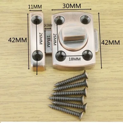 Универсальный цинковый сплав щеткой мебель болт безопасности раздвижные утолщенной Кабинета защелка дверной замок pin - Цвет: Red bronze