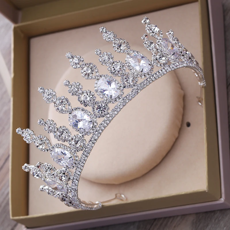 Europeus lindo Cristal Nupcial do casamento Acessórios Do Cabelo Do Casamento Coroa Tiara de Strass Concurso Miss Universo  (6)