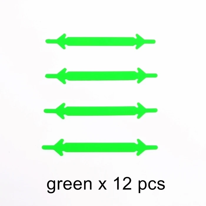 12 шт./лот шнурки Новинка без шнурки для обуви унисекс эластичные силиконовые шнурки V002 - Цвет: green shoelaces