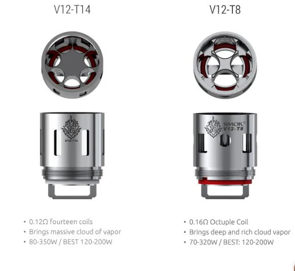 3 шт./лот Original SMOK TFV12 катушки РБА катушки V12-Q4 V12-X4 V12-T6 V12-T8 V12-T12 V12-T14 Core V12 T12 T6 T14 T8 фот TFV12 бак