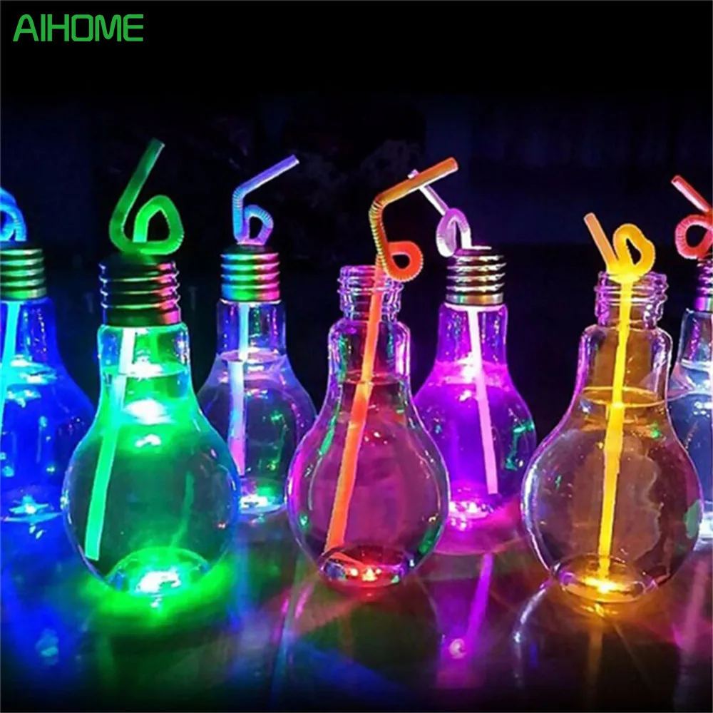 

100/400/500ml Innovative Light Bulb Fruit Juice Bottles Portable Cute Juicer Milk Water Bottle Colorful Drink-ware For Gifts
