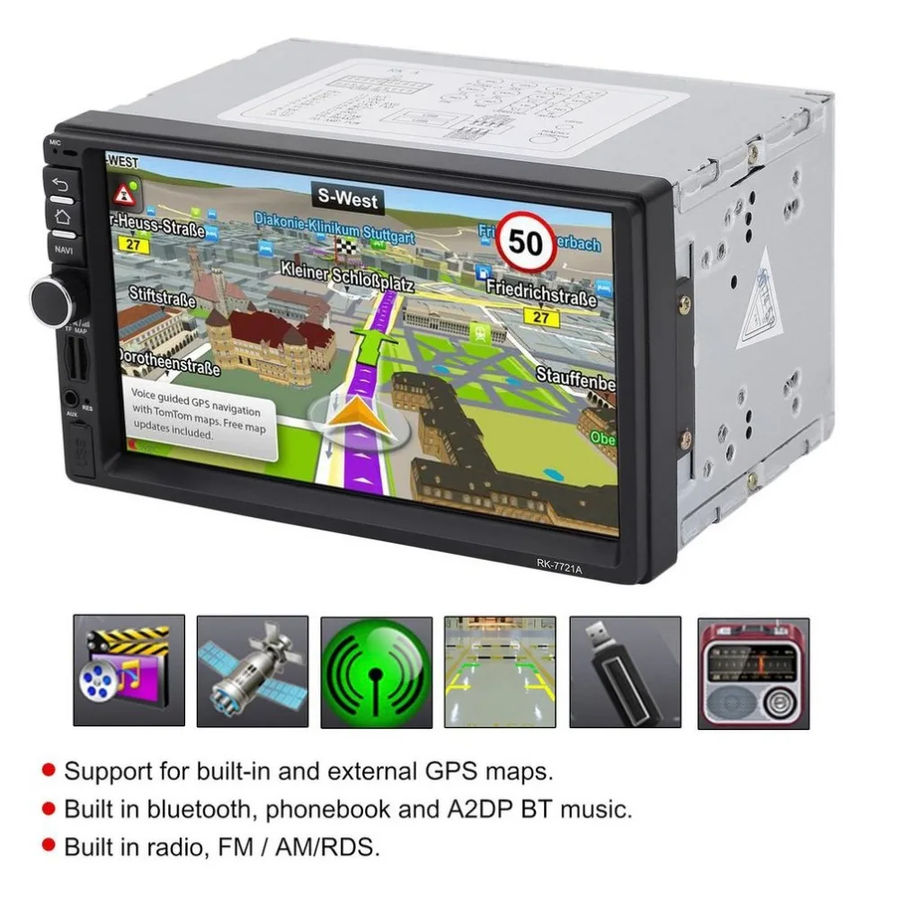 

Car DVD with America Map RK-7721A Professional 7 Inch HD 1024*600 Capacitive Screen 7 Colorful Lights Function Hot Drop Shipping