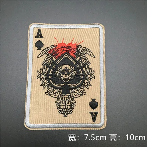 Карты смерти покер Ace of Spades нашивки вышивка тактическая нашивка для одежды сумка панк военные нашивки значки - Цвет: iron on