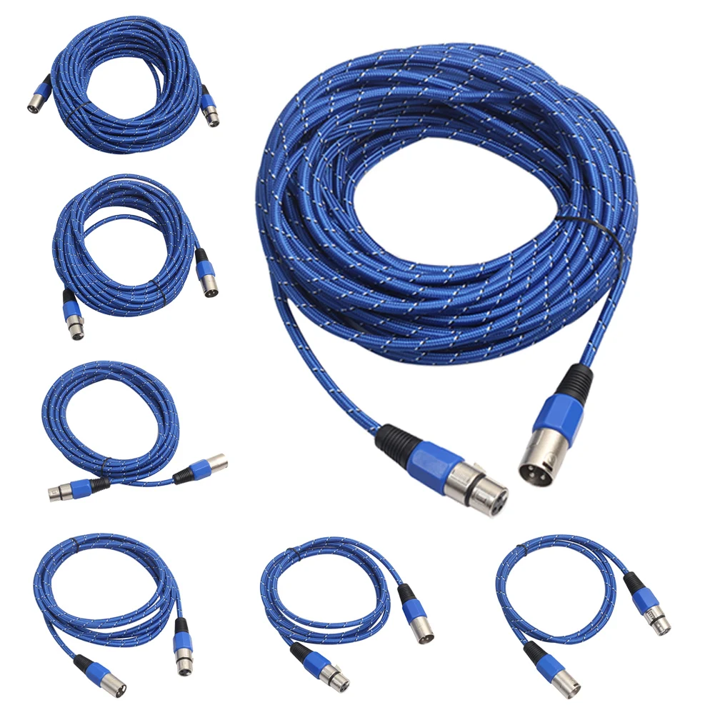 5M 20M Microphone Audio Connector Weaving 3 Pin XLR Microphone Cable Male to Female Audio