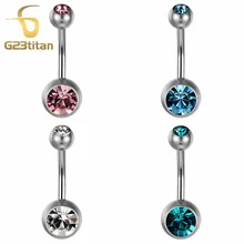 Summer Sexy 14G Titanium Navel Piercing Belly Button Rings Medical Titanium Bars Get Zircon Pircing Ombligo Jewelry