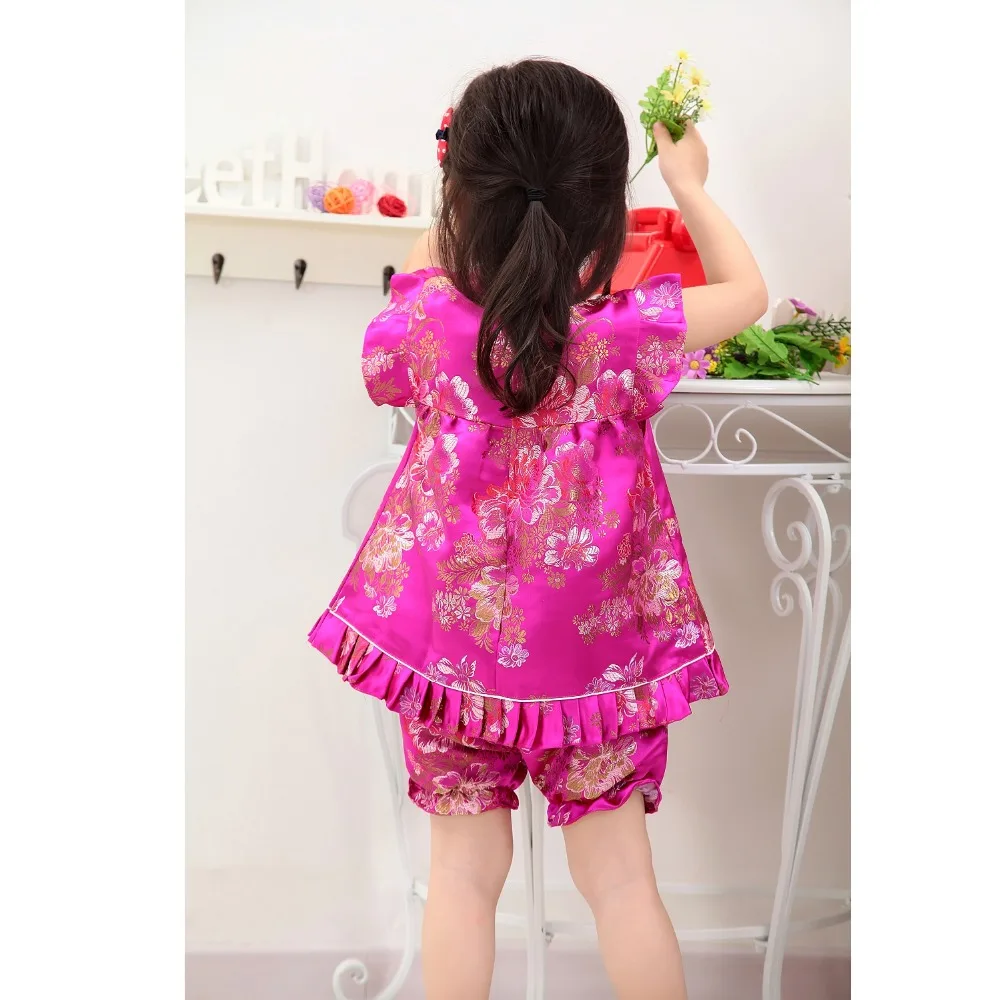 Summer Floral baby girls clothes sets outfits infant suits New Year Chinese tops dresses short pants Qipao cheongsam