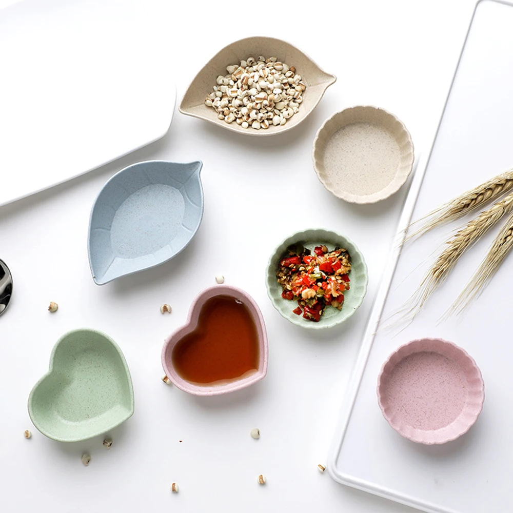 

4 Pcs/set Wheat Straw Seasoning Dish Snack Plate Kitchen Tray Eco-friendly Small Food Dish Small Dish Vinegar Sauce kitchen tool
