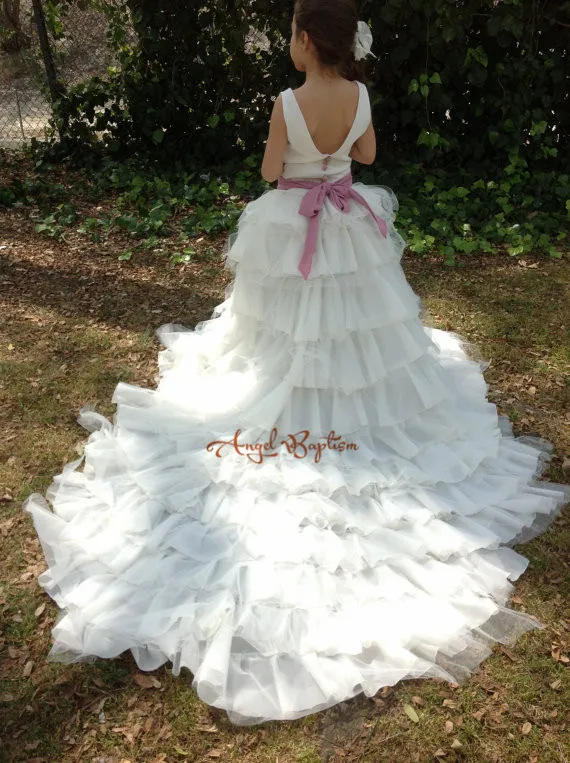 Винтажное платье с длинным шлейфом и цветочным принтом для первого причастия; платье с цветочным узором для девочек; вечернее платье с открытой спиной для маленьких детей; вечерние платья для выпускного вечера