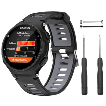 

Band For Garmin Forerunner 235/220/230/620/630/735XT Black Grey Silicone Sport Watch Strap For Garmin 235 Band With Screw Tools