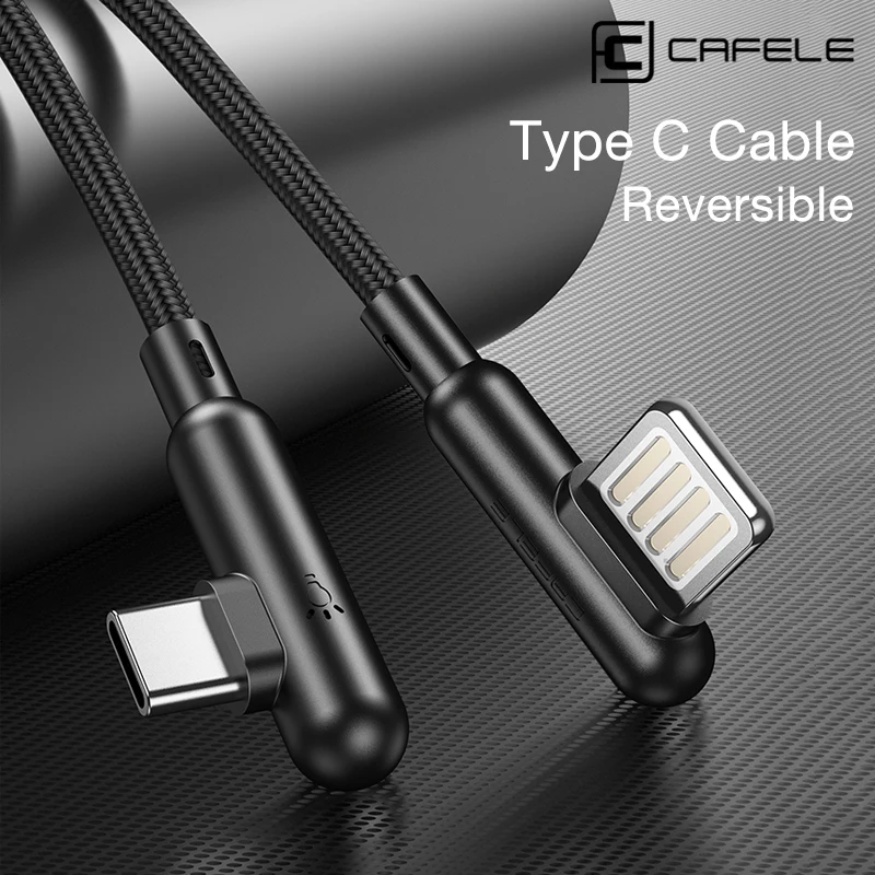 

CAFELE 3A USB Type C Cable for xiaomi redmi k20 Samsung 90 Degree USB C Mobile Phone Cable Fast Charging c Data cable