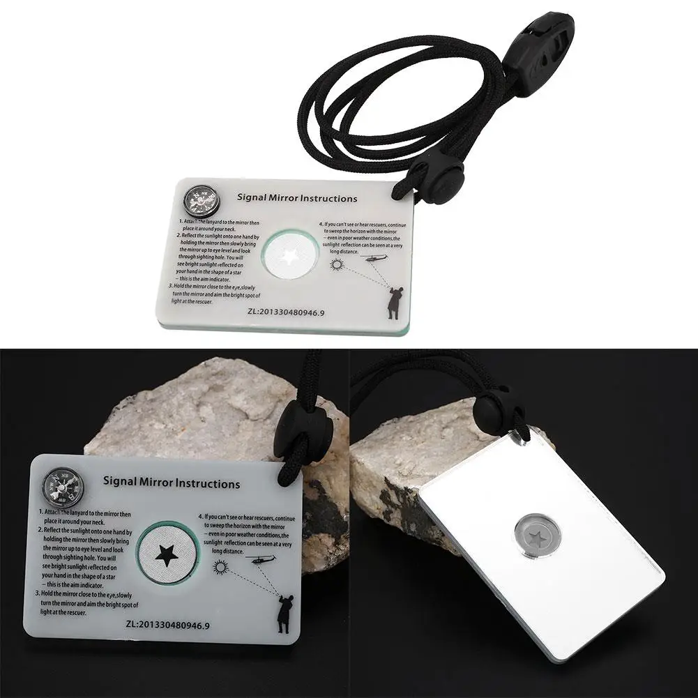 

Military Signal Glass Mirror with Whistle/Compass/Lanyard Survival Rescue Kit