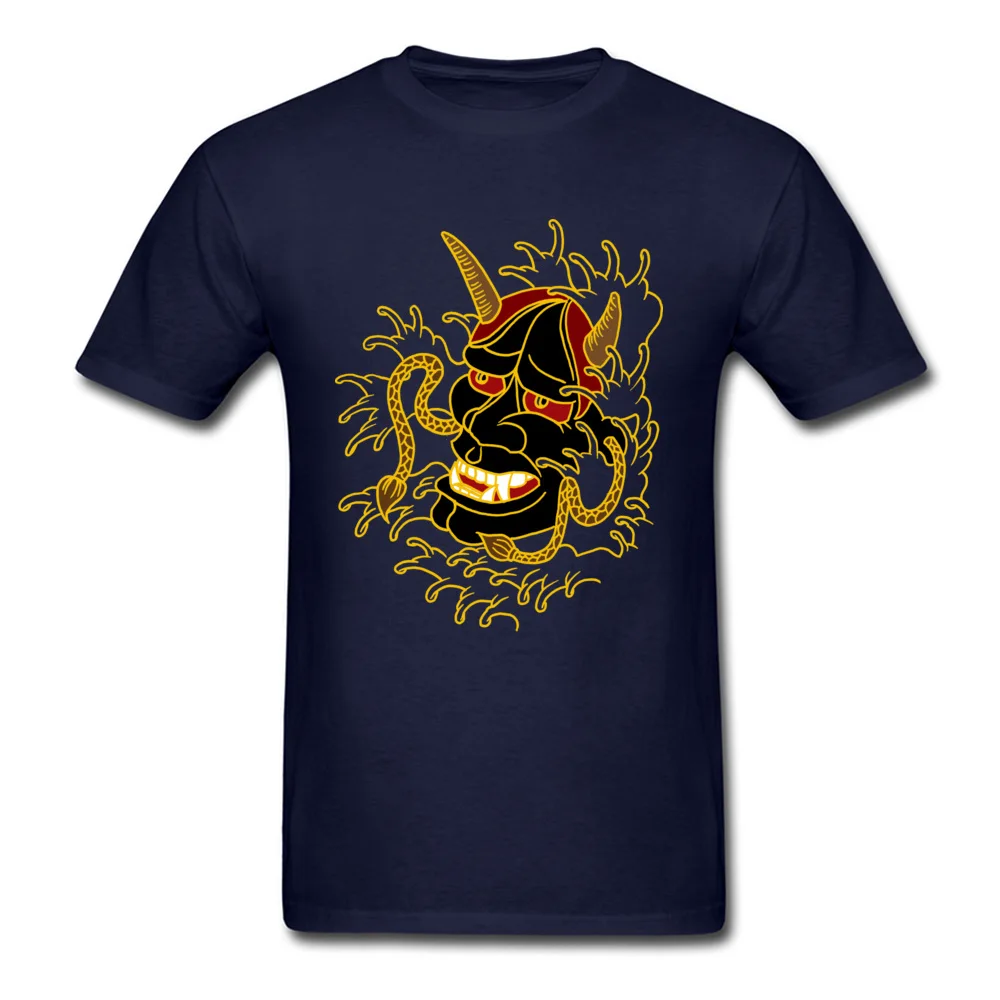 Hannya Crew Neck Top T-shirts Summer/Fall Tops Tees Short Sleeve Fashionable Pure Cotton Printed Tops T Shirt comfortable Mens Hannya navy