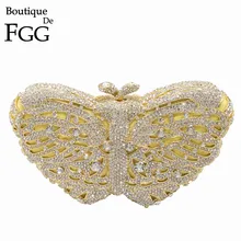 Бутик De FGG бабочка клатч женские золотые хрустальные вечерние сумки свадебный с кристаллами дамские сумочки и кошельки Свадьба торжественная сумка для ужина