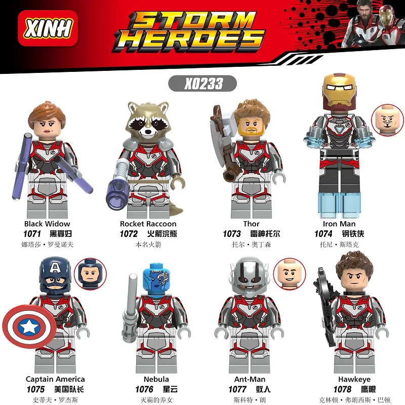 

Building Blocks Legoings Single Avengers 4 Endgame Iron Man Thor War Machine Rocket Raccoon Nebula Hawkeye Hulk Toys Children