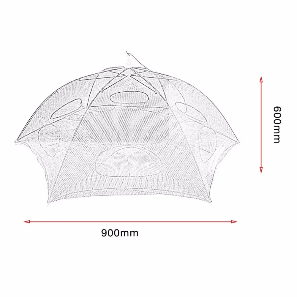 Ручная литья автоматическая рыболовная сетка клетка для креветок нейлоновая клетка для ловли крабов Рыбная ловушка сетка Складная рыболовная сеть 6 отверстий