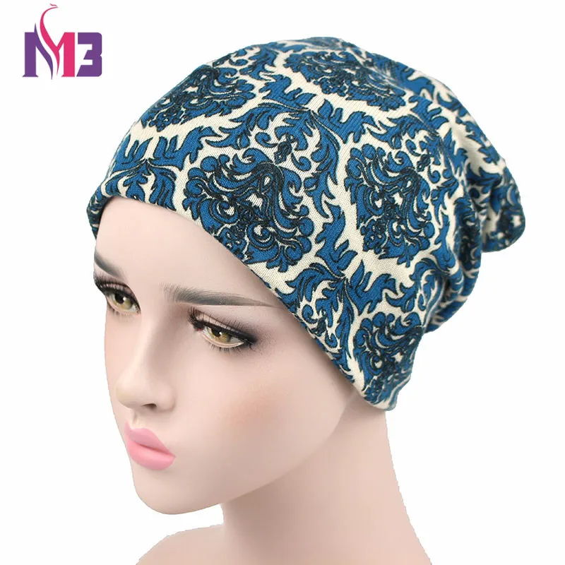 

Winter Women Skullies Beanie Hat Knitted Polyester Skullies Two Used Neck Warmer Casual Women's Hat Printed Ski Gorros Cap