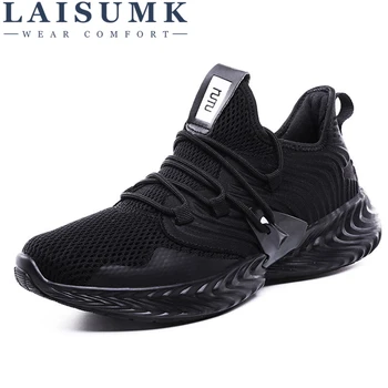 

LAISUMK Size 39-48 Shoes Men Sneakers Fashion Breathable Non-Slip Lace Up Shoes Daily Leisure Shoes Male Footwear