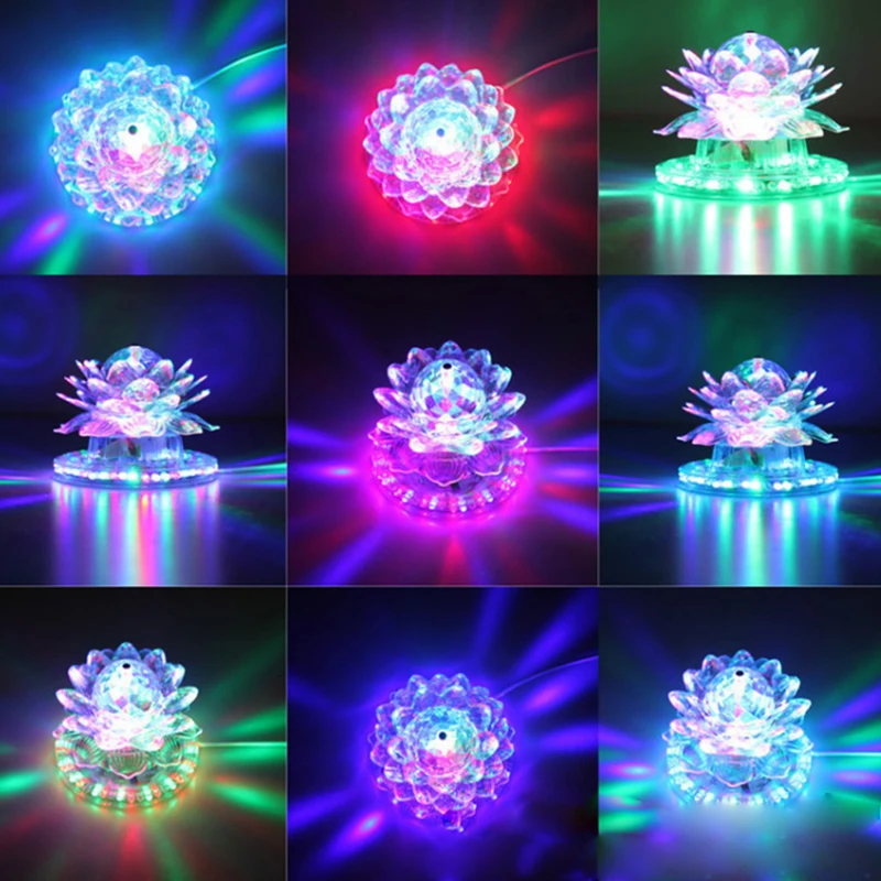 Led хрустальный Лотос этап фонарь огни красочные вращающиеся лотоса бар дома цвет