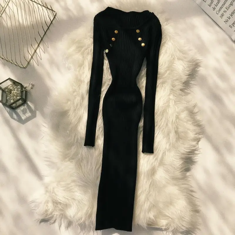 Женское вязаное платье ALPHALMODA элегантные пуловеры с длинными рукавами на