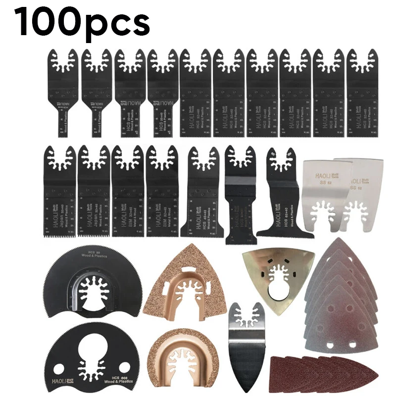 

100x/set Oscillating Multi Tool Kit Accessories Sandpaper Wood Plastic Cutting