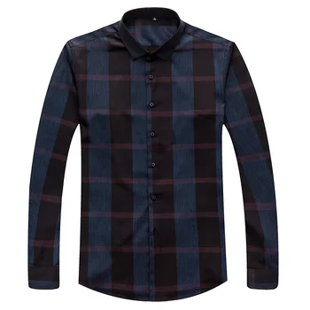 

Men Clothes Clothing Spring Fashion New England Style Plaid Tuxedo Shirts Long Sleeve Open Stitch Smart Casual Lapel Shirt