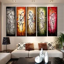 The musician 5 panels Modern Abstract Oil Painting on canvas Abstract Figures Decoration Art Oil Painting
