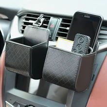 Коробка-органайзер в автомобиль сумка воздуха на выходе приборной панели подвесной кожаный Универсальный автомобильный держатель мобильного телефона в автомобиль аксессуары для интерьера
