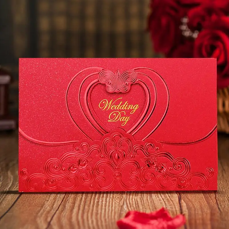 Buy 20pcs/pack Wedding Invitations Elegant Heart