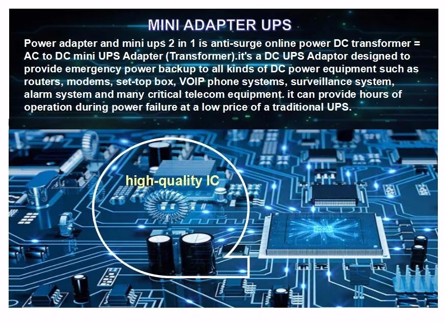 V2A AC к DC мини-адаптер бесперебойUPS обеспечивает Аварийное резервное копирование на камеру видеонаблюдения с батареей встроенный