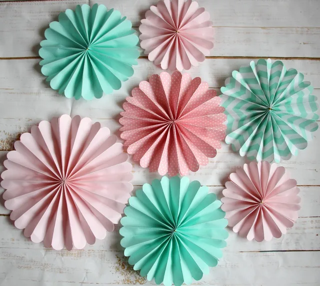 Aliexpress 7pcs Mint Light Pink Party Fans For Nursery 7pcs Mint Light Pink Party Fans For Nursery Baby Shower S Birthdays