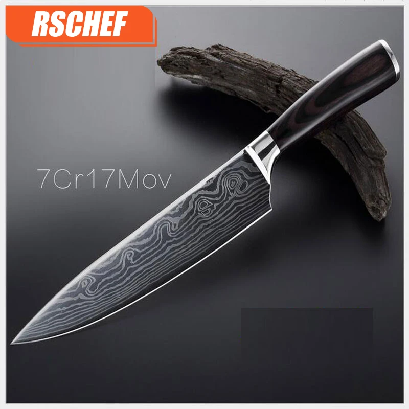 RSCHEF японский Семейный 8 дюймов нож шеф повара нержавеющая сталь овощерезка|chef