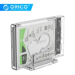 ORICO 2,5 дюйма Прозрачный USB3.0 жесткий диск корпус с подставкой SATA3.0 Вход USB Порты и разъёмы Питание USB3.0 Micro B HDD случае